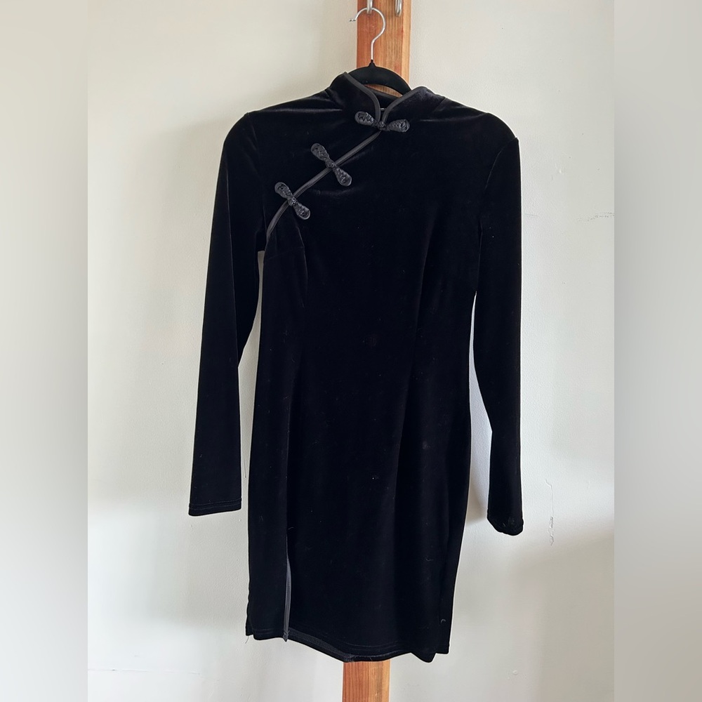 SHEIN Black Long Sleeve Dress with Knot Detail